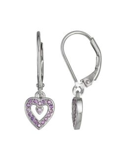 Junior Jewels Kids' Sterling Silver Cubic Zirconia Heart Drop Earrings