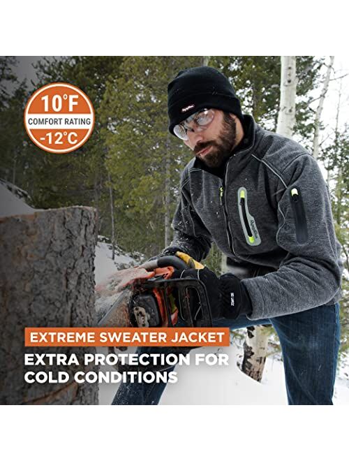 RefrigiWear Fleece Lined Extreme Sweater Jacket with Reflective Piping