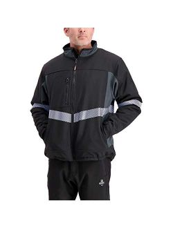 Water-Resistant Enhanced Visibility Insulated Softshell Jacket with Silver Reflective Tape