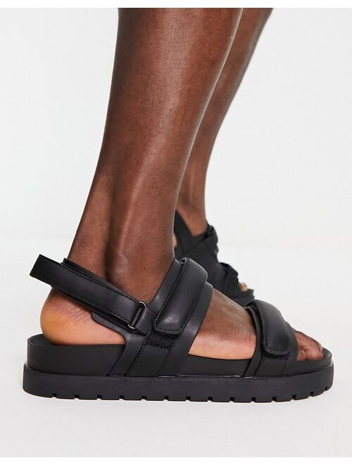 Bershka sandals with straps in black