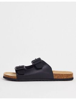 sandals in black with buckle