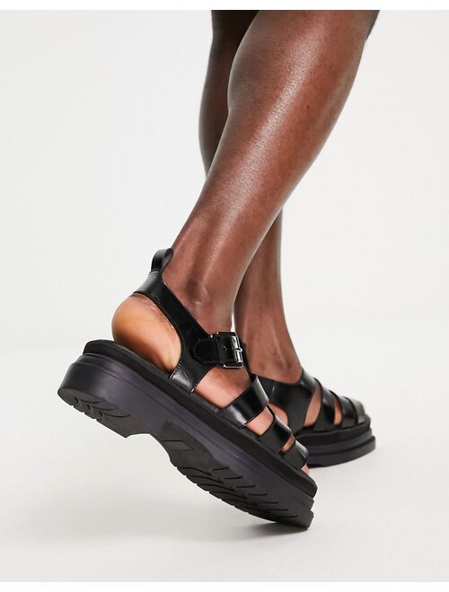 ASOS DESIGN chunky gladiator sandals in black leather