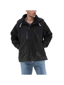 Lightweight Rain Jacket Wind-Tight Waterproof Raincoat with Detachable Hood