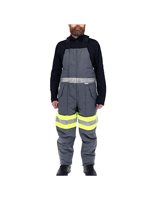 RefrigiWear Freezer Edge Water-Resistant Warm Insulated Bib Overalls with Reflective Silver Tape