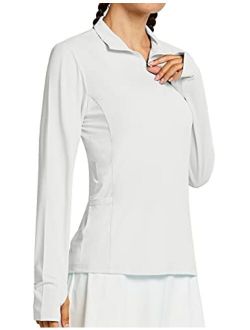 Libin Women's UPF 50+ Long Sleeve Golf Shirts Sun Protection Half-Zip SPF UV Tennis Shirts Running Hiking Outdoor Tops