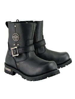 Milwaukee Leather MBM9040 Men's Black 6-inch Classic Engineer Boots with Side Zipper