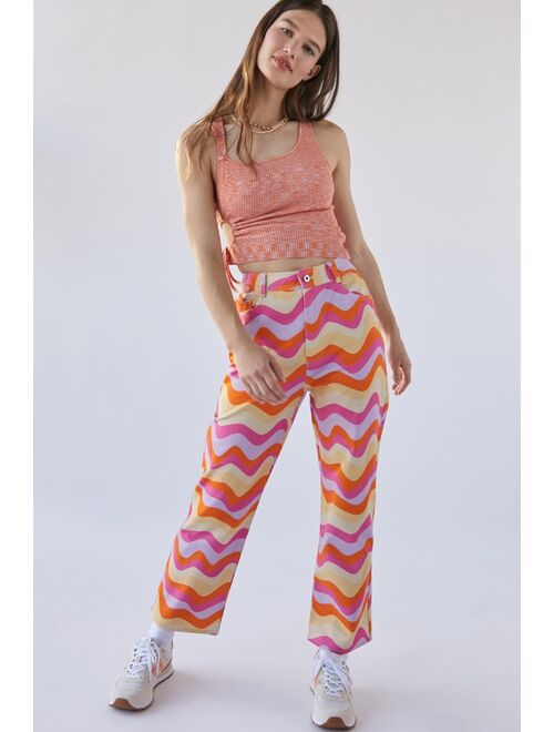 Another Girl Wave Print Mesh Pant
