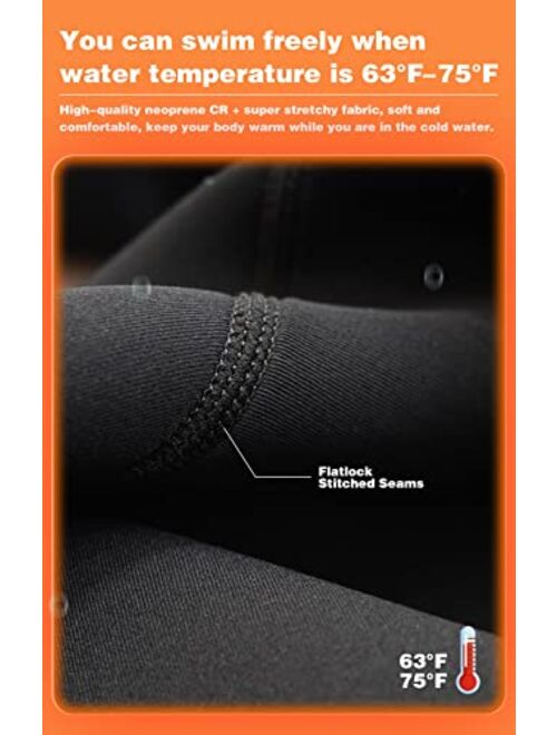 Hevto Wetsuits Plus Size Men and Women 3/2mm Neoprene Full Scuba Diving Suits Surfing Swimming Keep Warm Back Zip for Water Sports