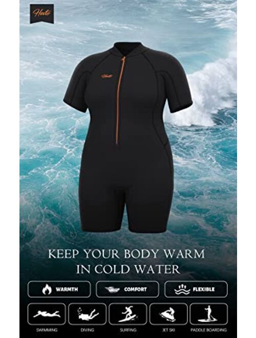Hevto Wetsuits Plus Size Men and Women 3/2mm Neoprene Full Scuba Diving Suits Surfing Swimming Keep Warm Back Zip for Water Sports