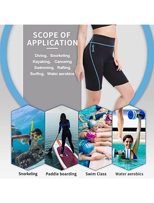 GoldFin Women Neoprene Shorts, 2mm Wetsuit Pants Keep Warm for Water Aerobics Surfing Diving Swimming Boating