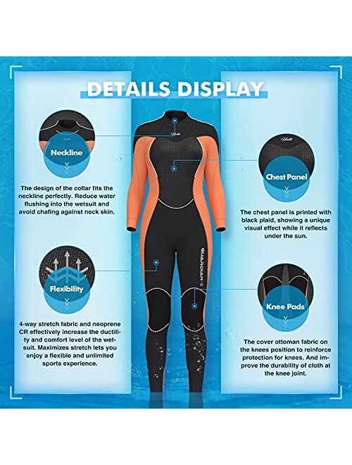 Hevto Promotion Wetsuits Men Women and Kids 3mm Neoprene Full Scuba Diving Suits Surfing Swimming Keep Warm Back Zip for Water Sports