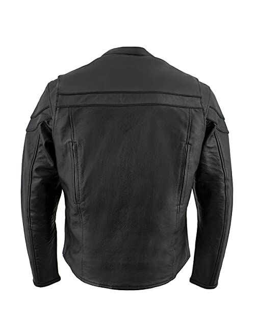 Milwaukee Leather LKM1725 Men's Black Sporty Crossover Scooter Leather Jacket - Large