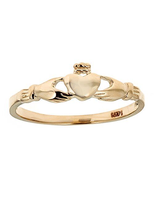 Ritastephens 14k Solid Yellow Gold Small Girls Claddagh Ring