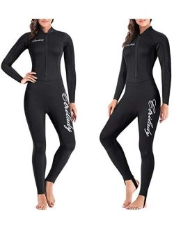 CtriLady Wetsuit Women 2mm Neoprene Full Wetsuit Long Sleeve Diving Suits with Front Zipper UV Protection Full Body Swimwear for Swimming Diving Surfing Kayaking Snorkeli