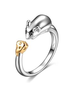 Ztuo Women 925 Sterling Silver Copper Zircon Animal Chinese Zodiac Symbol Ring Band Best Gift for Girl
