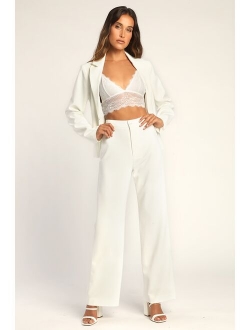 A Power Mood Cobalt Blue High-Waisted Wide Leg Trouser Pants