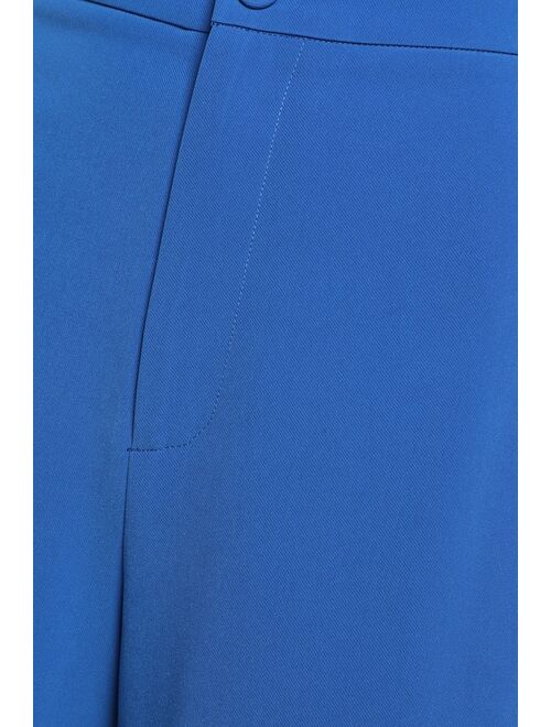 Lulus A Power Mood Cobalt Blue High-Waisted Wide Leg Trouser Pants