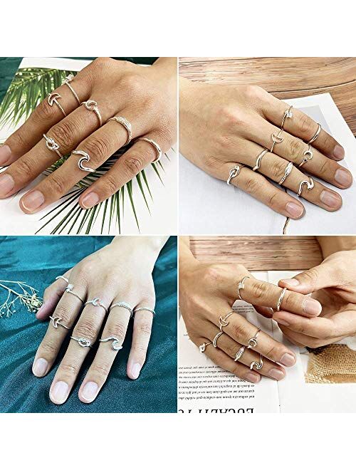 Choice Of All Silver Rings for Teen Girls Open Wave Leaf Infinity Arrow Knot Rings for Girls Simple Cute Rings for Women