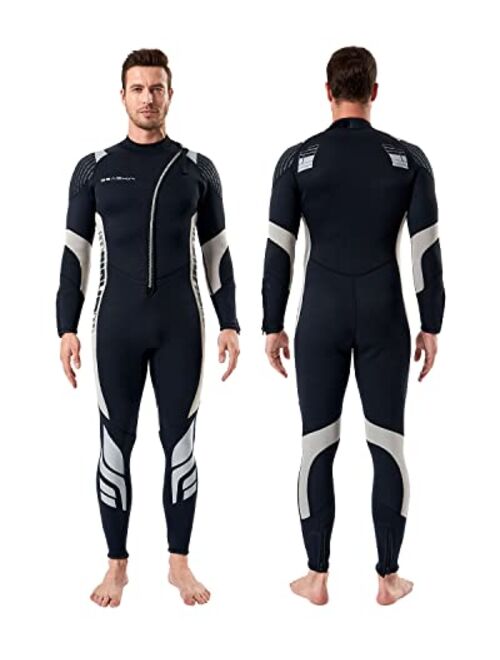 Seaskin Mens Womens Wetsuit Flame-I 3mm Neoprene Full Body Diving Suits Front Zip Wetsuit for Diving Snorkeling Surfing Swimming