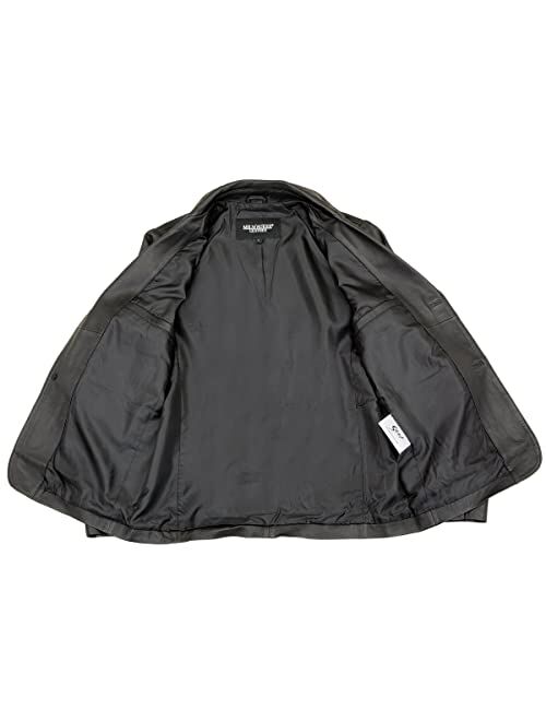 Milwaukee Leather SFM1880 Men's Black 2-Button Closure Car Coat Blazer Leather Jacket