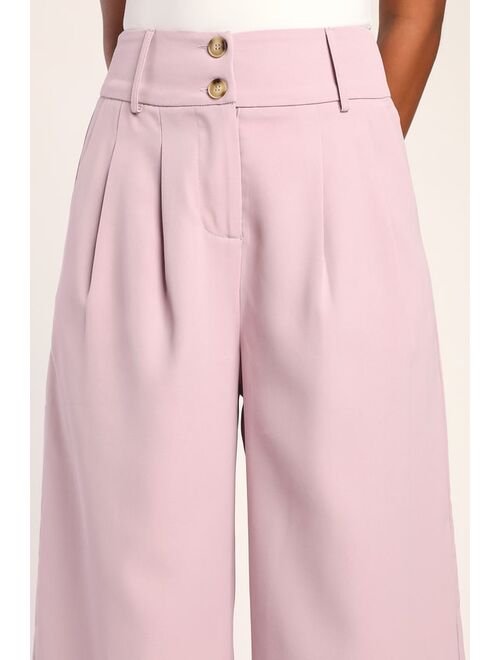 Lulus Fine and Refined Lilac High-Waisted Wide Leg Trouser Pants
