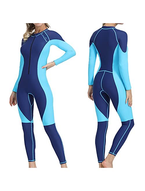 Reef OMGear Rash Guard Full Bodysuit Dive Skin Women Men UV Protection One Piece Swimsuit Long Sleeve Spandex Front Zipper for Scuba Diving Snorkeling Swimming Kayaking Water 
