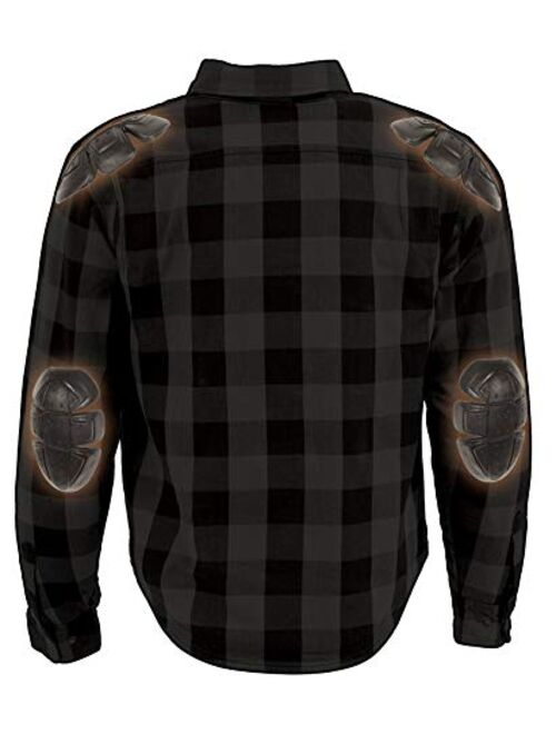 Milwaukee Leather MPM1630 Men's Armored Checkered Flannel Shirt with Aramid by Dupont Fibers