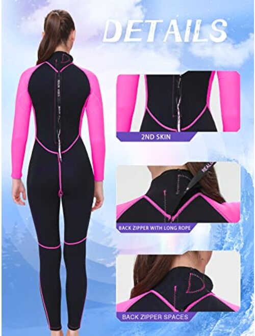 REALON Wetsuit Men 3/2mm Surfing Snorkeling Kayaking Neoprene Full Body 4/3mm Scuba Diving Wetsuits 5/4mm One Piece Wet Suit Cold Water Male Spring Suits
