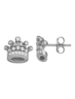 Junior Jewels Plated Sterling Silver & Cubic Zirconia Tiara Earrings