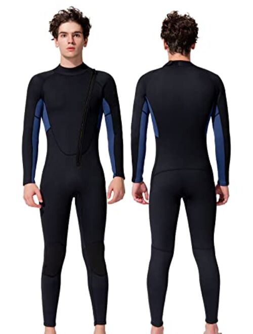 REALON Wetsuit Women and Men 3mm, Adult Mens Womens Full Neoprene Surfing Scuba Diving Wet Suits, One Piece Long Sleeves Cold Water Snorkeling Kayaking Paddle Boarding We