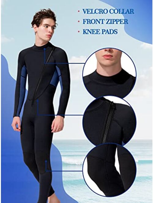 REALON Wetsuit Women and Men 3mm, Adult Mens Womens Full Neoprene Surfing Scuba Diving Wet Suits, One Piece Long Sleeves Cold Water Snorkeling Kayaking Paddle Boarding We