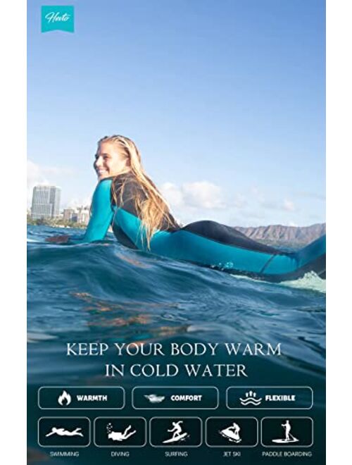 Hevto Women Wetsuits 3/2mm Neoprene Surfing Swimming Diving SUP Full Suits Keep Warm in Cold Water