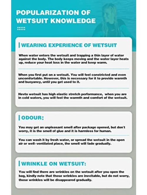 Hevto Women Wetsuits 3/2mm Neoprene Surfing Swimming Diving SUP Full Suits Keep Warm in Cold Water