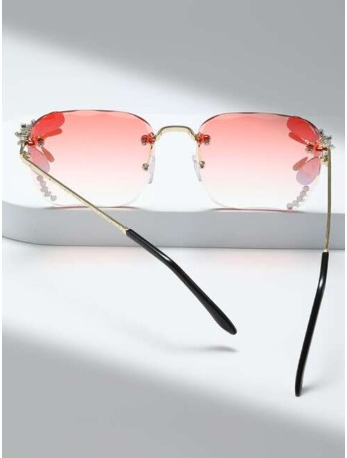 Shein Rhinestone Decor Rimless Fashion Glasses