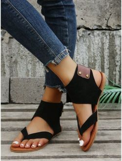 Studded Decor Toe Post Thong Sandals