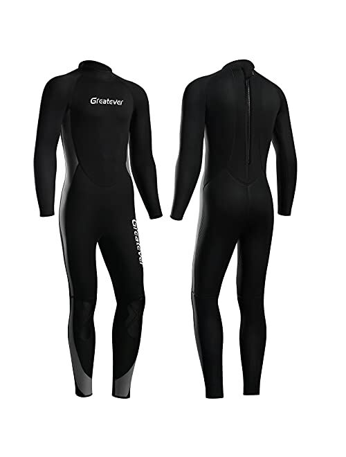 Greatever Wetsuit for Men Women,3mm Neoprene Full Body Keep Warm Long Sleeve Back Zip Full Scuba Diving Suit UV Protection,for Surfing Snorkeling Kayaking Water Sports