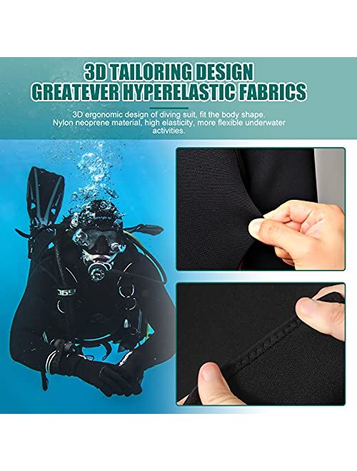 Greatever Wetsuit for Men Women,3mm Neoprene Full Body Keep Warm Long Sleeve Back Zip Full Scuba Diving Suit UV Protection,for Surfing Snorkeling Kayaking Water Sports