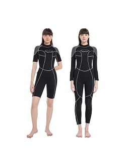 Goldfin Women Wetsuit Men, 3mm Neoprene Diving Suit Thermal Shorty Wetsuit Back Zip for Water Sports Kayakboarding Surfing Snorkeling Swimming