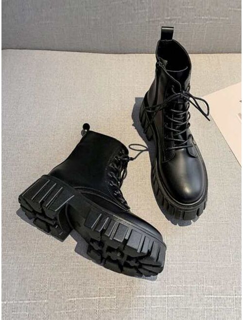 Shein Minimalist Side Zip Combat Boots