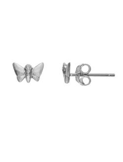 FAO Schwarz Sterling Silver Crystal Butterfly Stud Earrings