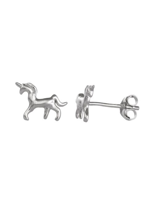 Fao Schwarz Sterling Silver Unicorn Stud Earrings