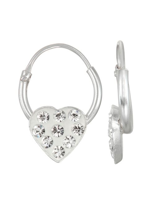 Charming Girl Kids' Sterling Silver Crystal Heart Drop Earrings