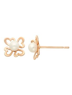 Junior Jewels Freshwater Cultured Pearl 14k Rose Gold Heart Stud Earrings - Kids