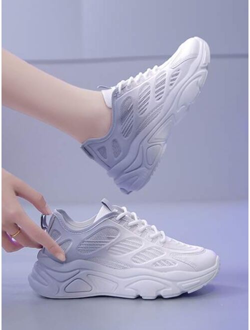Shein Ombre Lace-up Front Chunky Sneakers