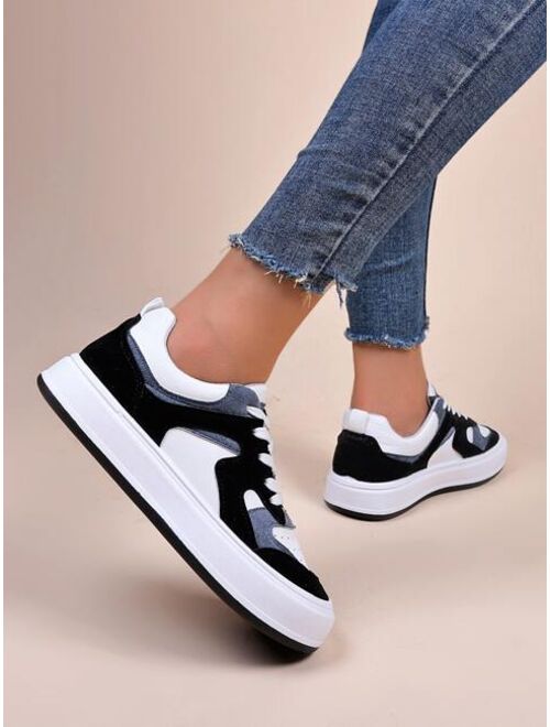 Shein Colorblock Lace Up Front Skate Shoes