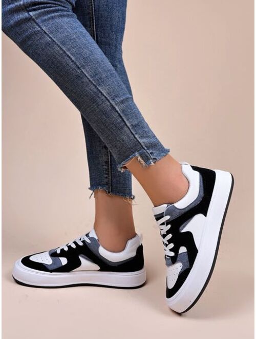 Shein Colorblock Lace Up Front Skate Shoes