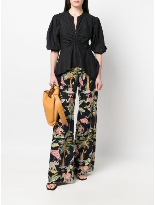 Red Valentino Elephant print high-waisted trousers