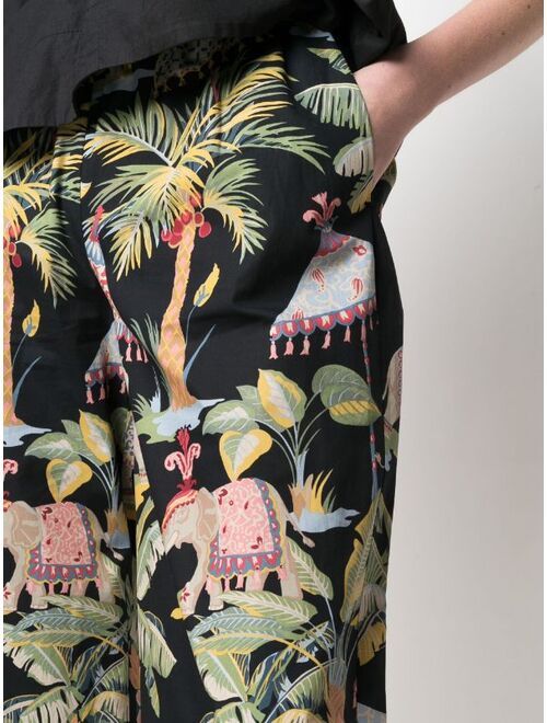 Red Valentino Elephant print high-waisted trousers