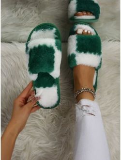 Two Tone Fluffy Bedroom Slippers