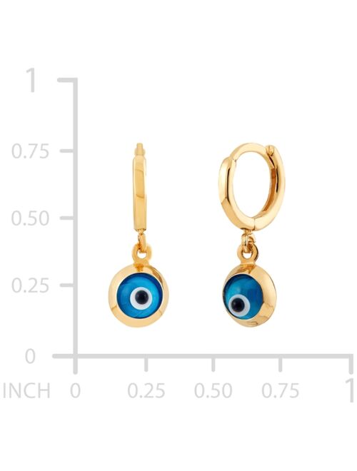 MACY'S Children's Glass Evil Eye Dangle Hoop Earrings in 14k Gold
